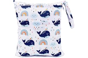 FenFang Wet Bag, Cloth Nappy Bags Produce Bags Wet Dry Suit Bag Storage Organiser, Waterproof Washable Reusable Large Double Zipper Bag for Baby Diapers Nappy Daycare Travel Gym