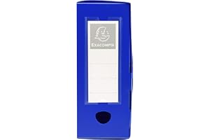 Exacompta - Réf. 59932E - 1 Boîte d'archives à pression en polypropylène opaque - Dos 100 mm - Porte étiquettes sur les 2 faces - Pour format A4 - Dimensions 25 x 33 cm - Couleur bleu - livrée à plat