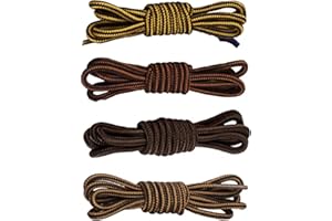 DAWWOTI 4 Pairs Round Work Boot Laces Heavy Duty, Durable Shoelaces for Hiking,Walking,Outdoor Boots and Steel Toe Cap Boots