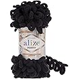 Alize Puffy Knitting Yarn 100 g, Patented Innovation, Loop Knitting without Needles, Colour: 60 Black