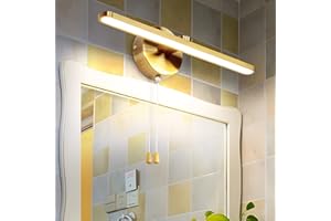 MantoLite Esposizione da Luci per Parete,12W 40CM Lampade da Specchio con Interruttore Faretti da Muro,IP44 3000K Applique da Parete LED Interni Applique Da Parete Luci Lettura(Ottone Spazzolato)