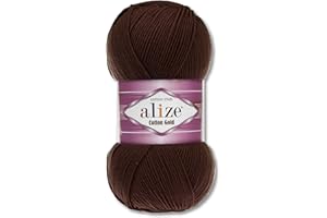 WOHNKULT Alize - 100 g de laine de qualité supérieure - Coton doré - 59 fils d'été - Tricot Amigurumi (26 | Café)