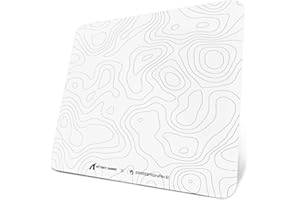 ATTACK SHARK CM05 Tapis De Souris en Verre Trempé, Surface Ultra Lisse, Verre Trempé 9H, 17.72 * 15.75 * 0.2inch, Contour Topographique, Résistant Aux Chocs, Faible Friction De Surface - Blanc