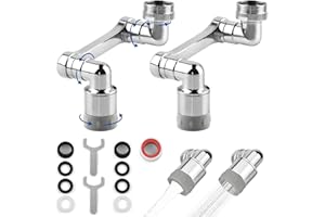 DOITSU 2 Prolunga Rubinetto Bagno Allungabile con Rotazione 360°Cucina Rotante 1440 Gradi Girevole 1080 Snodo per Rubinetto Lavandino Snodabile Estensione Attacco Duotap Adattatore Universale Multifunzione