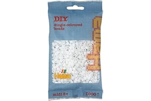 HAMA - sachet de perles à repasser | env. 1000 perles midi | loisirs créatifs et mosaïques pour enfants dès 5 ans | jeu créatif et décoration artisanale | White