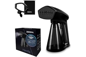 ZEEGMA Handig Parownica (steamer) do ubrań, 1500 W, 40 sekund przygotowania, 30 g/min, przewód - 2,5 metra, możliwość pionowego i poziomego prasowania, praktyczna torba w zestawie