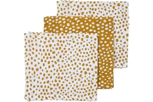 MEYCO Baby Cheetah Burp Cloths 3-Pack (toallitas bucales de algodón 100%, Super Suaves, Buena absorción de la Humedad y Secado rápido, Dimensiones: 30 x 30 cm), Oro Miel