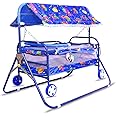Avani MetroBuzz Baby Cradle Mosquito Net Jhula Palna Stroller Infant & Toddler Beds Born Baby 1-2 Years Babies-Newborn Baby Cotton Baby Sleep Baby Bedding Cradle with Wheels