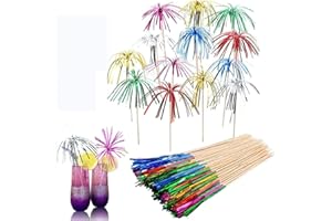 CETORNIE Nothers 100 Pack Fireworks Cocktail Sticks,Feuerwerk Sticks,100 Stück Cocktail Picks Feuerwerk Sticks,Cocktail Dekoration,Palme Cocktail Picks für Bar Deko Cocktailzubehör Obstteller