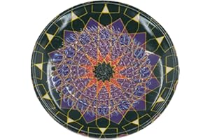 Kaladia Assiette à râper en céramique, pour le gingembre, le parmesan,etc., en noir et violet, diamètre : 12 cm, fabriquée à la main et peinte à la main, fabriquée en Espagne