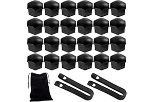 LEBOKJ 24 Stück Universal 19mm Radschraubenkappen,Schraubenabdeckung Auto Radkappen,Kunststoff Nut Radmuttern,Diebstahlschutz schraubenkappen,mit Entfernungswerkzeugsatz für Autos (schwarz)