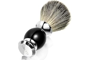 GRUTTI Pennello Da Barba Di Qualità Premium - Setole Sintetiche di Tasso | Regalo per Rasatura da Uomo | Il manico è realizzato in acrilico di alta qualità e metallo zincato, senza ruggine