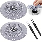 Abflusssieb 2 Stück - Silikon Haarsieb Dusche mit Saugnapf, Duschabfluss Haarfänger Dusche, Flexible Silikon Küchehaarfänger