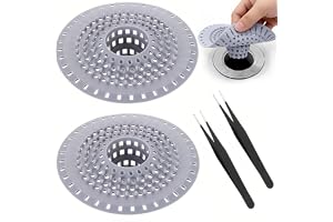 2-pack Silikonavtappningsgaller för dusch med sugpropp, hårfångare för tvättställ, badkar och kök, flexibelt borrhålsskydd i