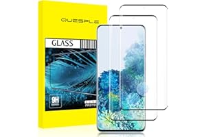QUESPLE [2 Pièces] Verre Trempé pour Samsung Galaxy S20, Haute Qualité 3D Incurvé Couverture Complète, Dureté 9H, Sans Bulles, Film Protection écran, Compatible avec Lecteur d’Empreinte