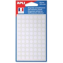 Étiquettes Adhésives Apli 196 Pastilles Blanches Ø15mm - Adhésif Permanent Pour Écriture Manuelle