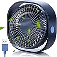 Arabest USB Desk Fan, 3 Speeds Strong Wind Cooling Portable Fan, 360°Rotatable Mini Fan for desk, Ultra Quiet Desktop Small Personal Fan for Desktop, Home, Office, Car, Outdoor Travel (Blue)