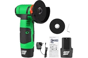 Sunydog 12V Cordless Angle Grinder Tool Kit Portable Lithium Electric Angle Grinder 19500rpm Mini Rechargeable Power Cutter with 2pcs Batteries 2pcs Grinding Discs for Grinding Polishing Cutting Rust
