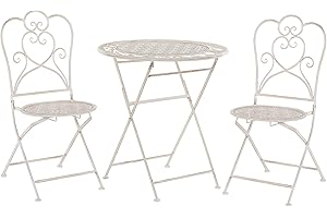 Ensemble de Jardin ou Terrasse Set 2 Chaises Pliantes et Petite Table Assortie en Métal Beige Design Classique et Romantique Beliani