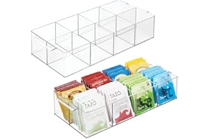 ‎MDESIGN mDesign 2er-Set Küchen Organizer – praktische Aufbewahrungsbox mit Tragegriffen für Küche und Speisekammer – Aufbewahrung mit 8 Fächern für Tee, Kaffee, Gewürze und andere Lebensmittel – durchsichtig