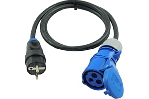 NWP Adaptateur CEE 230 V 16 A vers fiche Schuko - Câble de raccordement de 1,5 m - Câble de raccordement 3 x 2,5 mm - IP44 - pour Camping, Caravane, Bateau, marchés
