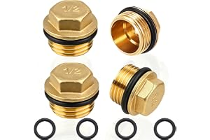 4 stycken G1/2" (Ø20,3 mm) mässingsproppar, blindproppar G1/2 tum utvändigt gänga, DN15, ändpropp rör ändkåpa med gummiring G