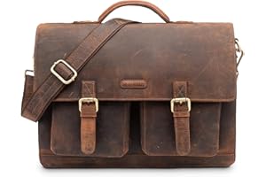 LEABAGS Borsa documenti per uomo e donna | Custodia per laptop in vera pelle 15" | Borsa a tracolla con tracolla | Borsa messenger | Borsa da lavoro