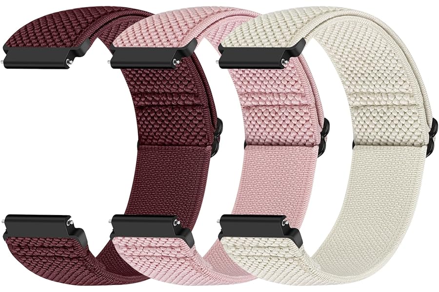 Yunshare Quick Release Watch Strap 18mm 19mm 20mm 22mm 24mm, Elastic Nylon Watch Bands Women Men for Samsung/Garmin/Fossil/Amazfit/Huawei/COROS/Xiaomi Replacement Wristband, 3pcs