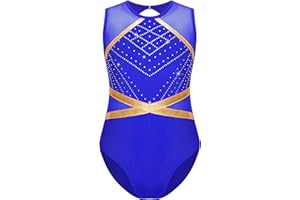 Xnihocha Mädchen Turnanzug Glitzer Gymnastikanzug Ärmellos Sportbody Einteiliger Leotard Ballett Trikot Ballettanzug Wettkampf Tanzkostüm