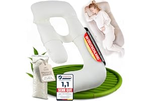 Ellphie Seitenschläferkissen XL, Schwangerschaftskissen, Stillkissen, Memory Foam Füllung, Wechselbezug 100% Baumwolle, Kuschelkissen, Lagerungskissen, Viskosebezug, Pregnancy Pillow, grau