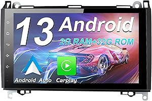 ANEQU Androidradio para Mercedes Benz W169 W245 Viano Vito W639 Sprinter con Bluetooth Android 13, 2DIN Stereo 9 Pulgadas 4-Core 32Go ROM Soporte Androidauto/Carplay/NAVI/GPS/WiFi/BT/Radio/TPMS/USB/Dab