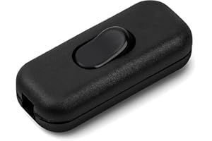 VAYFONI 6A- Black Button Double Pole Cord - Black Switch for Desk Lamp - Light - Electrical - Small Appliances - 250V - 1 Pack