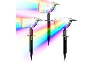 Linkind Luces Solares Exterior Jardin,RGB Multicolor 10 Modos, Focos Solares con el modo de invierno, 800LM,Impermeable IP67 Lámparas Solares para Jardín, Patio, Calzada, Piscina, 3 Piezas