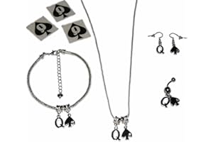 SEXYJEWELS-CO-UK Queen of Spades Euro Halskette Fußkettchen Kette Knöchel Armband Ohrringe Naval Bauchnabelpiercing Tattoos Komplette hotwife Schmuck Set Style 1 ? Sexy Jewels