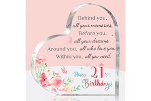 Brikabia 21st Birthday Gifts for Her, 21st Birthday Gifts for Daughter Sister Niece, Happy 21st Birthday Gift Idea for 21 Year Old Women, Personalised Acrylic Keepsake 21st Birthday Decoration