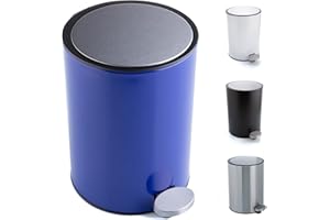 Bamodi Cubo de basura para baño de acero inoxidable, 3 L, con sistema de cierre suave y cubo interior extraíble, azul