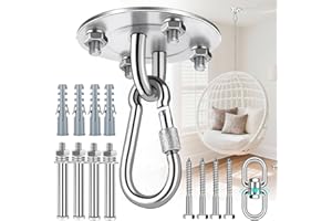 FoiiLiio Deckenhaken Hängesessel 360° Dreh Schaukelhaken Edelstahl 400KG Kapazität Deckenhalterung Deckenhaken Schwerlast Schwerlasthaken Decke Beton für Hängematte