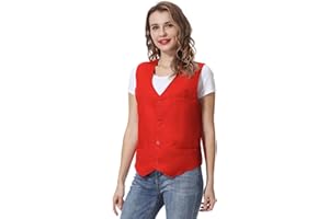 TOPTIE Unisexe Gilet de Costume avec Boutons Gilet de Couleur Unie