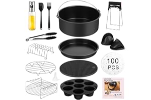 FUUTILAKE 15-częściowy zestaw akcesoriów do airfryera, 20 cm, akcesoria do frytkownicy na gorące powietrze, pasuje do Philips XL, COSORI 5,5 l, Cecotec, Tefal itp. 3,8qt-6,8qt Air Fryer, do mycia w zmywarce