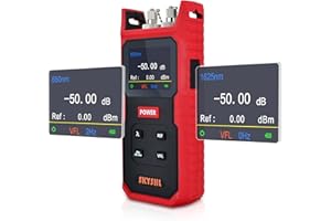 SKYSHL 800nm~1700nm (-50dBm~+26dBm) OPM Medidor de Potencia Fibra Óptica FTTH Optical Fiber Power Meter con 10km 650nm VFL y Pantalla a Color Compatible con Conector SC+FC+ST+LC-SS101PVC3
