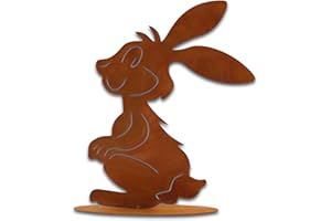 ‎ROSTIKAL Rostikal Edelrost Osterhase 32x23cm - Wetterfeste Frühlingsdekoration für den Außenbereich
