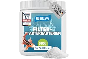 AGUALEVE® Filter Starter Bacteria 500 g Activates the Pond Filter Thanks to Innovative BIO3 High-Performance Micro Gransims Fish-, Garden & Swimming Ponds - Made in Germany - 75,000 L Pond Water