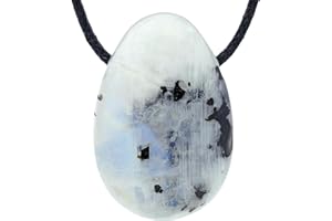 Lebensquelle Plus Tęczowy kamień księżycowy wisiorek w kształcie kropli, nawiercony kamień bębnowy z bawełnianą tasiemką, wysokiej jakości wisiorek z kamienia szlachetnego, Kamień półszlachetny