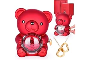 Anveltech Preserved Rose Teddy Bear, Real Rose in Elegant Gift Box, Romantic Gift for Her, Perfect for Mother's Day, Anniversary, Wedding, or Bridal Shower