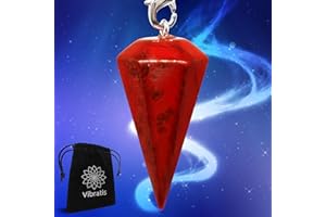 VIBRATIS Pendule Divinatoire de Radiesthésie en JASPE ROUGE (Red Jasper) - Pierre Porteuse de Sécurité et de Confiance [𝐒𝐀𝐓𝐈𝐒𝐅𝐀𝐈𝐓 𝐎𝐔 𝐑𝐄𝐌𝐁𝐎𝐔𝐑𝐒É]