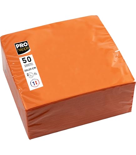 Papstar Lot De 50 Serviettes Jetables 3 Plis Toucher Lin 40,6 X 40,6 Cm - Orange