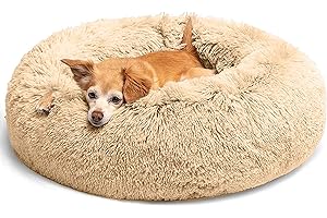 LUOJINYI Lit rond moelleux pour chien et chat - Lavable avec fond antidérapant - Pour chiens de grande, moyenne et petite taille - 70 cm - Camel