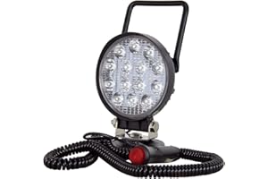 AUXTINGS 4 pouces rond Portable LED lumière de travail 42W Offroad Spot Light interrupteur allume-cigare avec support de base magnétique pour remorque tracteur camion ingénierie maintenance camping