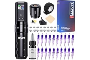 Mast Tattoo Fold2 Pro Wireless Tattoo Gun Rotary Pen Machine, Powerful Motor by Mcore, Smart Display, 7 Strokes Length for Pro Artists (kit)