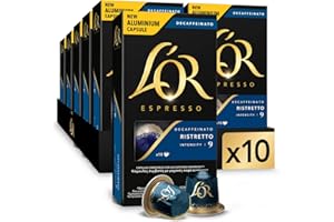 L'OR Espresso Cápsulas de Café Ristretto Decaffeinato | Intensidad 9 | 100 Cápsulas Compatibles Nespresso (R)